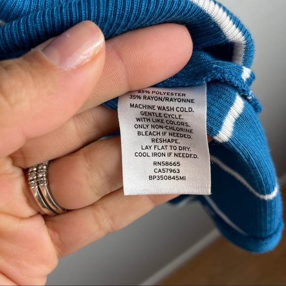 BP Blue‎ and White Striped Ribbed High Neck Tank Sm - Picture 5 of 6